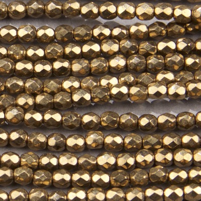CZF-1007: 4mm Czech Fire Polished - Met Speckled Bronze (50 pcs) 
