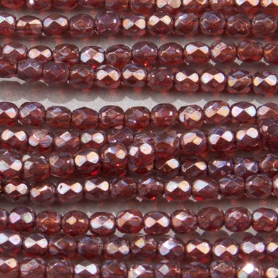 CZF-1030: 4mm Czech Fire Polished - Garnet Gold Luster (50 pcs) - Discontinued 