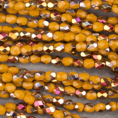 CZF-1039: 4mm Czech Fire Polished - Op Pumpkin AB (50 pcs) 