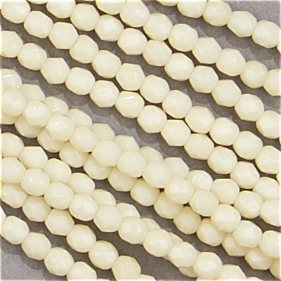 CZF-1047: 4mm Czech Fire Polished - Op Cream (50 pcs) - Discontinued 