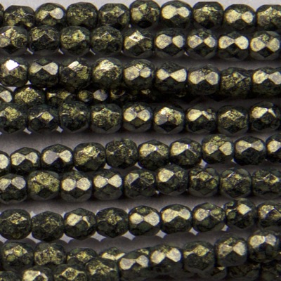 CZF-1056: 4mm Czech Fire Polished - Met Speckled Olive (50 pcs) 