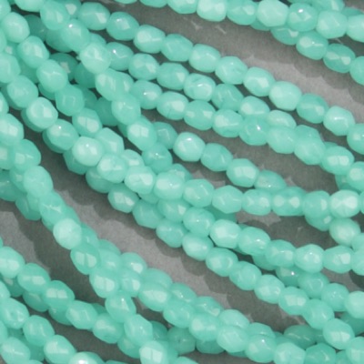 CZF-1070: 4mm Czech Fire Polished - Lt Turquoise Opal (50 pcs) 