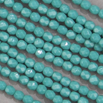 CZF-1071: 4mm Czech Fire Polished - Op Turquoise (50 pcs) 