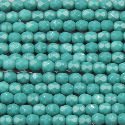 CZF-1072: 4mm Czech Fire Polished - Op Dk Turquoise (50 pcs) 