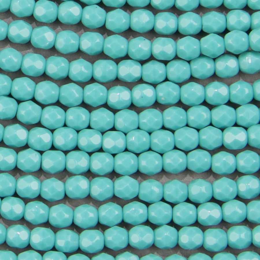 CZF-1074: 4mm Czech Fire Polished - Op Lt Turquoise (50 pcs) - Discontinued 