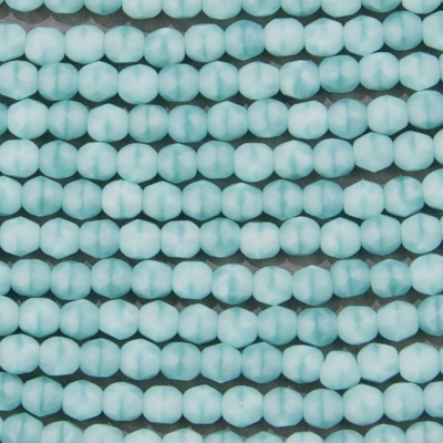 CZF-1080: 4mm Czech Fire Polished - Sea Foam Opal (50 pcs) - Discontinued 