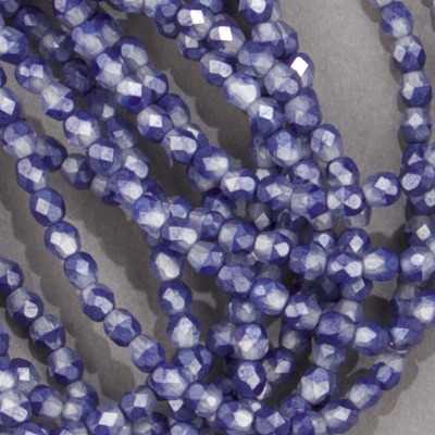 CZF-1085: 4mm Czech Fire Polished - Matte Met Royal Blue/Grey (50 pcs) 