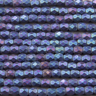 CZF-1092: 4mm Czech Fire Polished - Matte Delphinium Iris (50 pcs) 