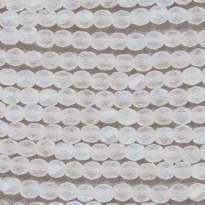 CZF-1142: 4mm Czech Fire Polished - Matte Crystal AB (50 pcs) - Discontinued 
