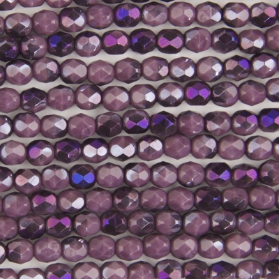 CZF-1143: 4mm Czech Fire Polished - Purple Half Iris (50 pcs) - Discontinued 