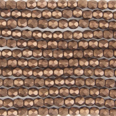 CZF-1149: 4mm Czech Fire Polished - Matte Metallic Bronze (50 pcs) 