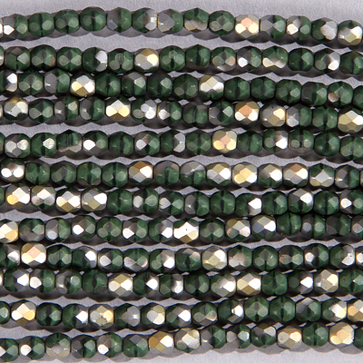CZF-1161: 4mm Czech Fire Polished - Matte Dark Olive AB (50 pcs) - Discontinued 