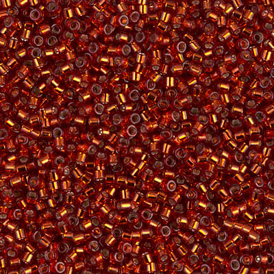 DB0601:  Dyed Silverlined Dark Burnt Orange 11/0 Miyuki Delica Bead 