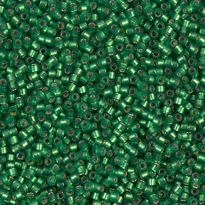 DB0688:  Dyed Semi-Frosted Silverlined Green 11/0 Miyuki Delica Bead 