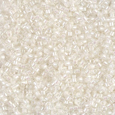 DB1701:  Pearl Lined Transparent Pale Beige AB 11/0 Miyuki Delica Bead 