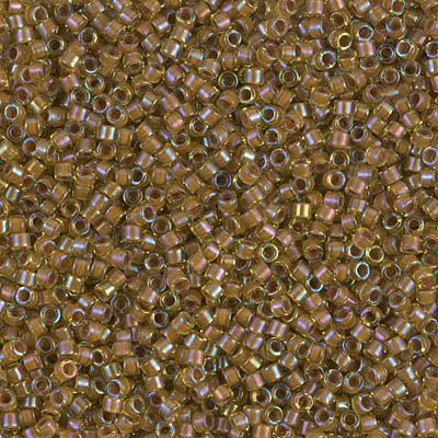 DB1738:  Cocoa Lined Chartreuse AB 11/0 Miyuki Delica Bead 