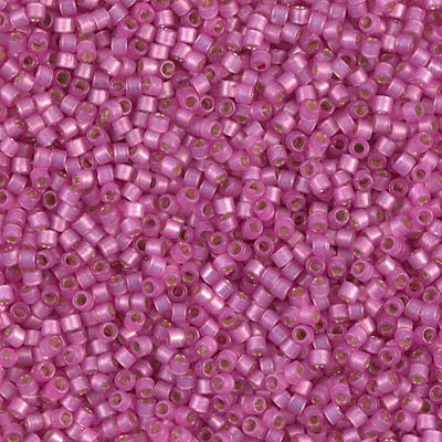 DB2174:  Duracoat Semi-Frosted Silverlined Dyed Pink Parfait 11/0 Miyuki Delica Bead 