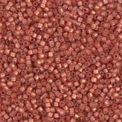 DB2178:  Duracoat Semi-Frosted Silverlined Dyed Papaya 11/0 Miyuki Delica Bead 