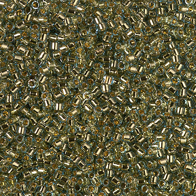 DB2522:  24kt Gold Lined Lt Aqua 11/0 Miyuki Delica Bead 