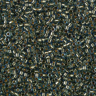 DB2523:  24kt Gold Lined Lt Blue 11/0 Miyuki Delica Bead 