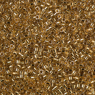 DB2525:  24kt Gold Lined Pale Gray 11/0 Miyuki Delica Bead 