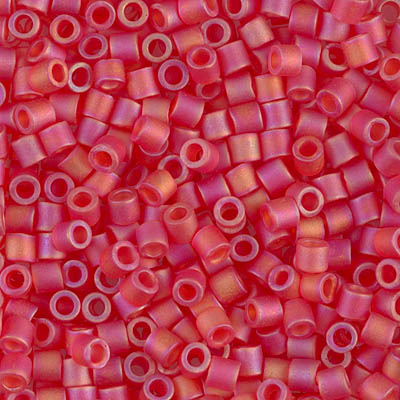 DBL-0856:  Matte Transparent Red Orange AB 8/0 Miyuki Delica Bead 