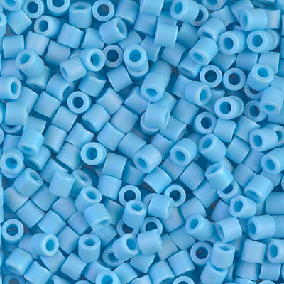 DBL-0879:  Matte Opaque Turquoise Blue AB 8/0 Miyuki Delica Bead 