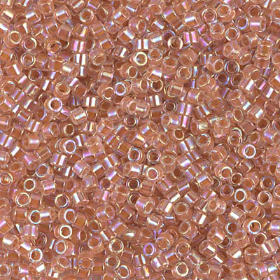 DBM0054:  Dark Peach Lined Crystal AB 10/0 Miyuki Delica Bead 
