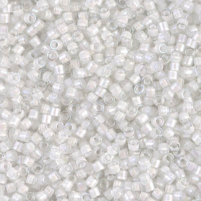 DBM0066:  White Lined Crystal AB 10/0 Miyuki Delica Bead 