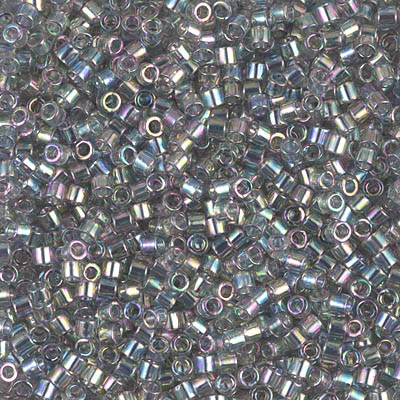 DBM0107:  Transparent Gray Rainbow Gold Luster 10/0 Miyuki Delica Bead 