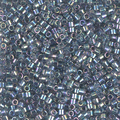 DBM0111:  Transparent Blue Gray Rainbow Gold Luster 10/0 Miyuki Delica Bead 