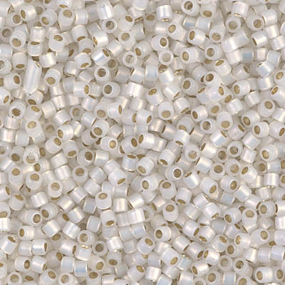 DBM0221:  Gilt Lined White Opal 10/0 Miyuki Delica Bead 