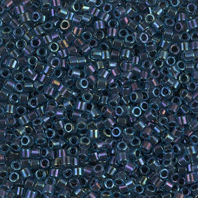 DBM0286:  Midnight Blue Lined Aqua AB 10/0 Miyuki Delica Bead 