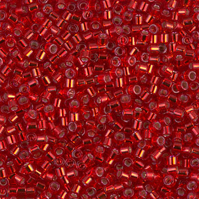 DBM0602:  Dyed Silverlined Red 10/0 Miyuki Delica Bead 
