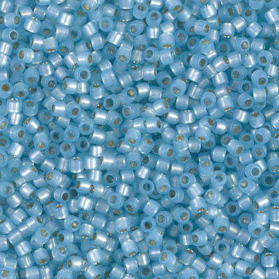 DBM0628:  Dyed Aqua Silverlined Alabaster  10/0 Miyuki Delica Bead 