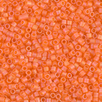 DBM0855:  Matte Transparent Orange AB 10/0 Miyuki Delica Bead 