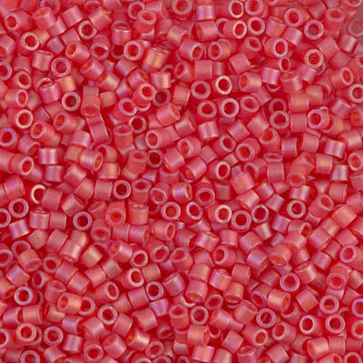 DBM0856:  Matte Transparent Red Orange AB 10/0 Miyuki Delica Bead 