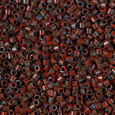 DBM2263:  Opaque Red Picasso 10/0 Miyuki Delica Bead 