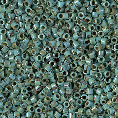 DBM2264:  Opaque Turquoise Blue Picasso 10/0 Miyuki Delica Bead 