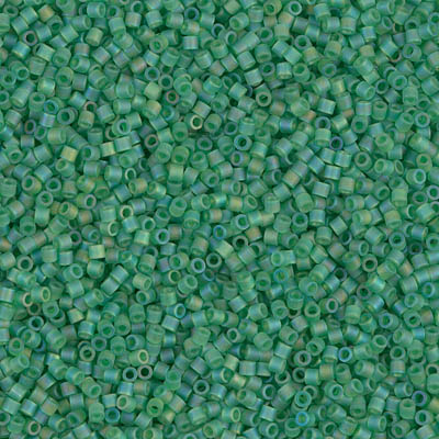 DBS0858:  Matte Transparent Green AB  15/0 Miyuki Delica Bead 