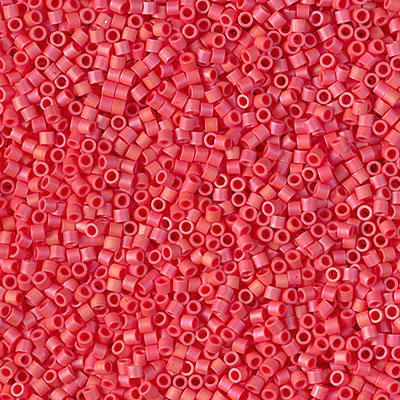 DBS0873: Matte Opaque Vermillion Red AB 15/0 Miyuki Delica Bead 