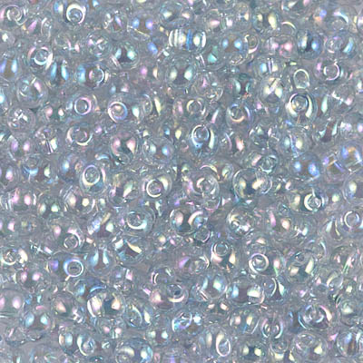 DP-2443:  Miyuki 3.4mm Drop Bead Transparent Light Marine Blue Gold Luster 
