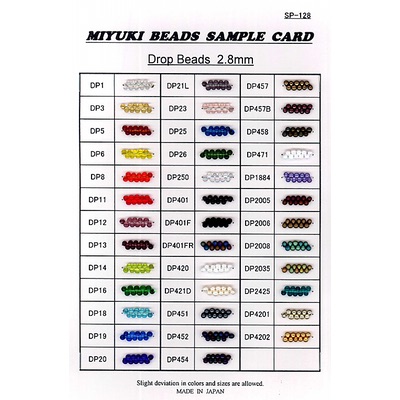 DP-CARD-3:  2.8mm Drop Beads Sample Card (SP-128) (DP28) 