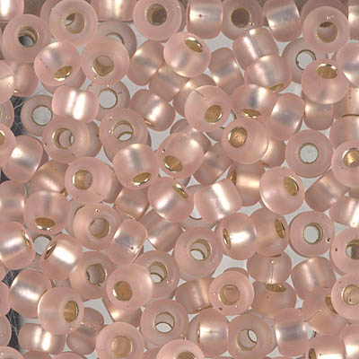 E-155S/F:  5/0 Matte Silverlined Light Tea Rose Miyuki Seed Bead 