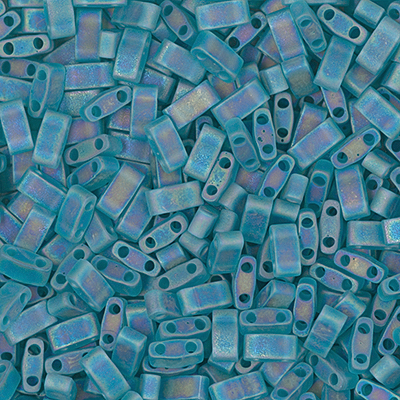HTL-2405FR:  Matte Transparent Teal AB Miyuki Half Tila 