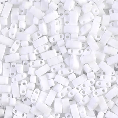HTL-402F:  Matte White Miyuki Half Tila 