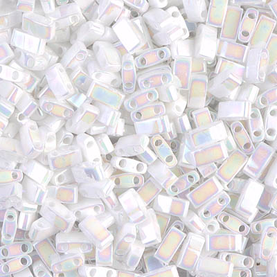 HTL-471:  White Pearl AB Miyuki Half Tila 