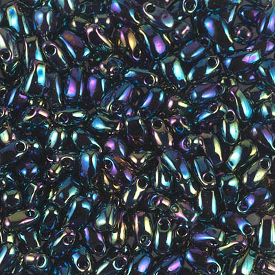 LDP-455:  Miyuki 3x5.5mm Long Drop Bead Metallic Variegated Blue Iris 