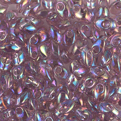 LMA-256:  Miyuki 4x7mm Long Magatama Transparent Smoky Amethyst AB 