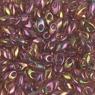 LMA-301:  Miyuki 4x7mm Long Magatama Dark Topaz Rainbow Gold Luster 
